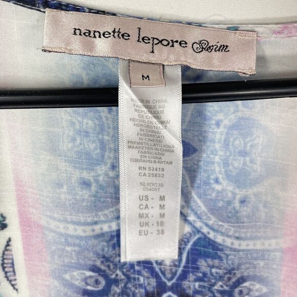 Boho Sheer Kimono Swim Cover Up M Nanette Lepore Festival Beach Resort Kaftan - Picture 3 of 9